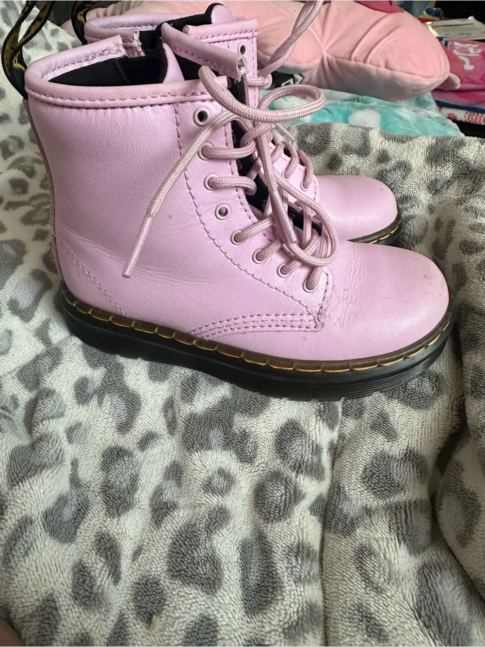 Dr. Martens Pink Leather Ankle Boots